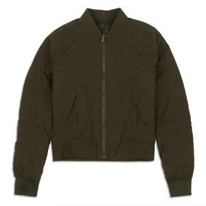 Lululemon Reversible Nonstop Bomber Jacket - Dark Olive, Sz 2
